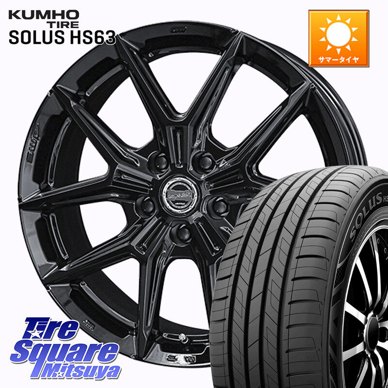 KUMHO SOLUS HS63 サマータイヤ 205/65R16KYOHO SMACK IG-TEC スマック ホイール 16インチ グロスブラック 16X6.0J 45 5穴 100 ロッキー ハイブリッド車 5穴 ライズ ハイブリッド車 5穴｜タイヤスクエアミツヤ