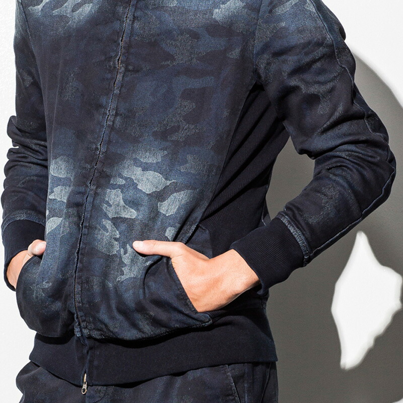 【最大P15倍】1PIU1UGUALE3 RELAX ウノピゥウノウグァーレトレ USO-703 JOGGER SWEAT DENIM SETUP TOPS カモフラージュ柄 ジョグ スウェットデニム セットアップ トップス トラックジャケット INDIGO ダークインディゴ 迷彩 綿 アパレル 服 サイズ S 送料無料｜TIRE SHOP 4U 店