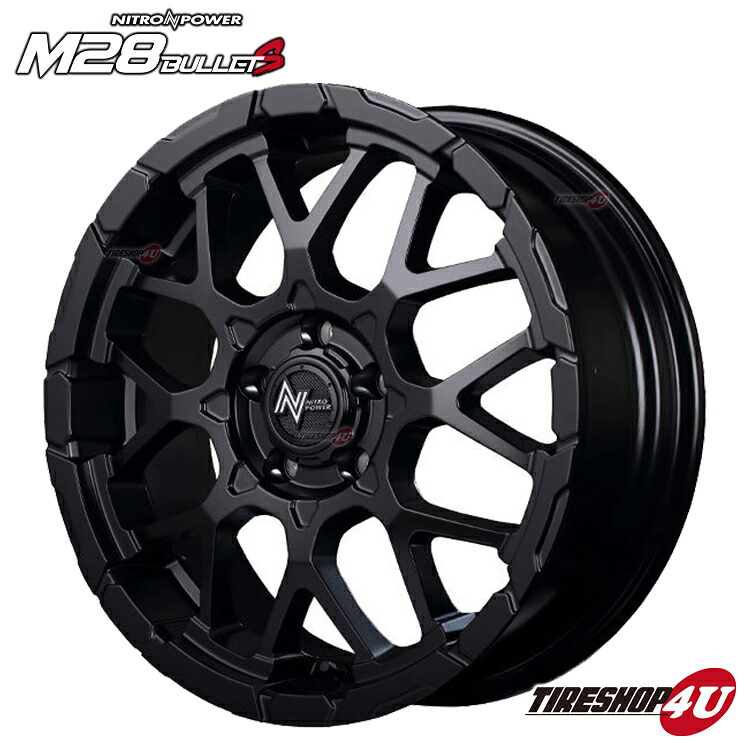 16インチ NITRO POWER M28 BULLET 16x7.0 5/114.3 +40 セミグロスブラック ナイトロパワー バレット 新品アルミホイール1本価格 MID Wheels マルカ 4本購入で送料無料