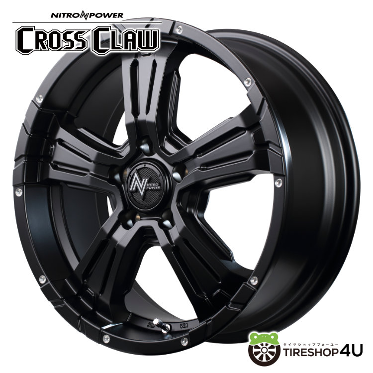16インチ NITROPOWER CROSS CLAW 16x5.5 5/139.7 +20 セミグロスブラック＋ピアスドリルド ナイトロパワー クロスクロウ 新品アルミホイール単品1本価格 MID Wheels マルカ 4本購入で送料無料 16,632円