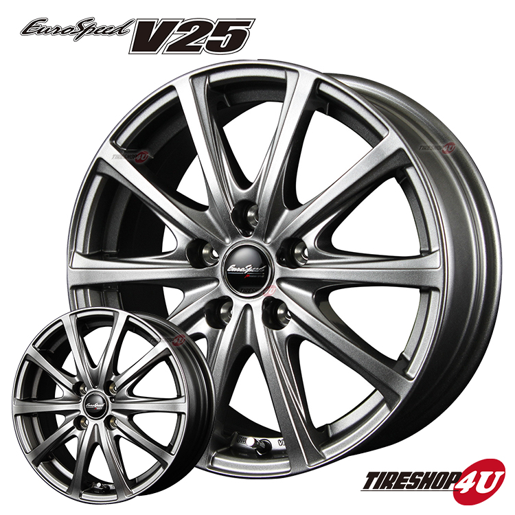 楽天市場】13インチ Euro Speed V25 13x5.0J 4/100 +35 メタリック