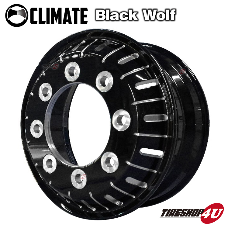 楽天市場 Climate Black Wolf 22 5x7 5 10 335 インセット 137 5 平面座 ハブ281mm ブラックマシニング Iso規格 クライメイト ブラックウルフ 大型車用 フロント用 トラック Tb アルミホイール1本価格 Tire Shop 4u 楽天市場店