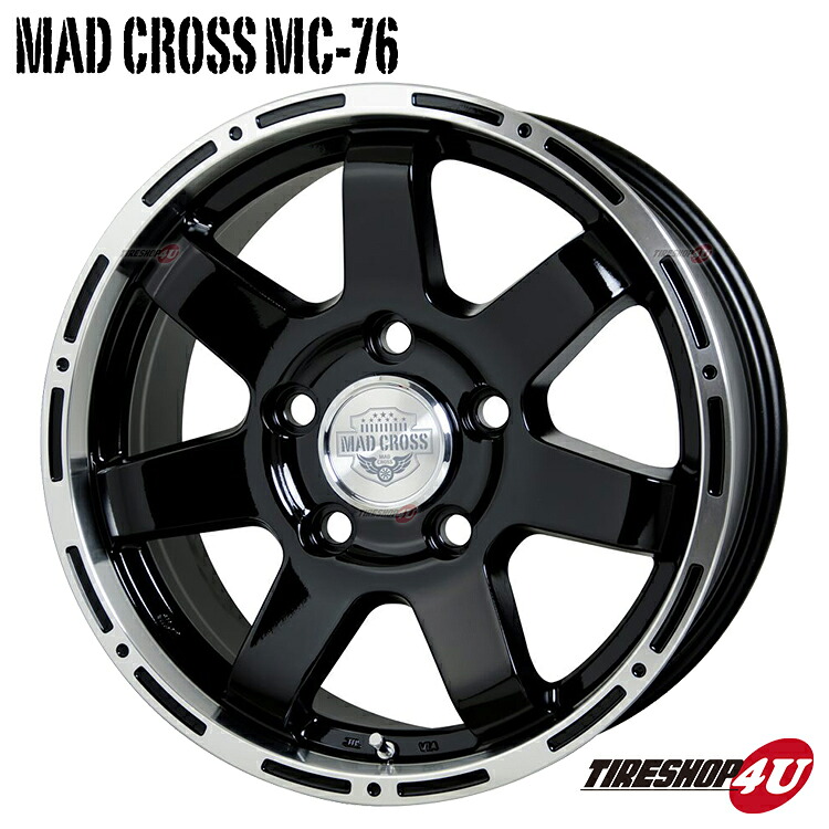 18インチ MAD CROSS MC-76 18x8.0J 5/150 +48 ブラックリムポリッシュ BK/リムP 新品 アルミホイール単品1本価格 4本購入で送料無料 ホイールのみ マッドクロス MC76 18×8J トヨタ純正平座ナット対応 ランドクルーザー 200系 ランクル200 センターキャップ付属