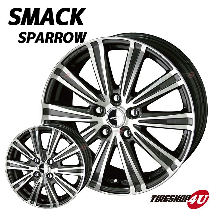 楽天市場 新品アルミホイール1本価格 14インチsmack Sparrow 14 4 5j 4 100 45sgm P スマック スパロー Tire Shop 4u 楽天市場店