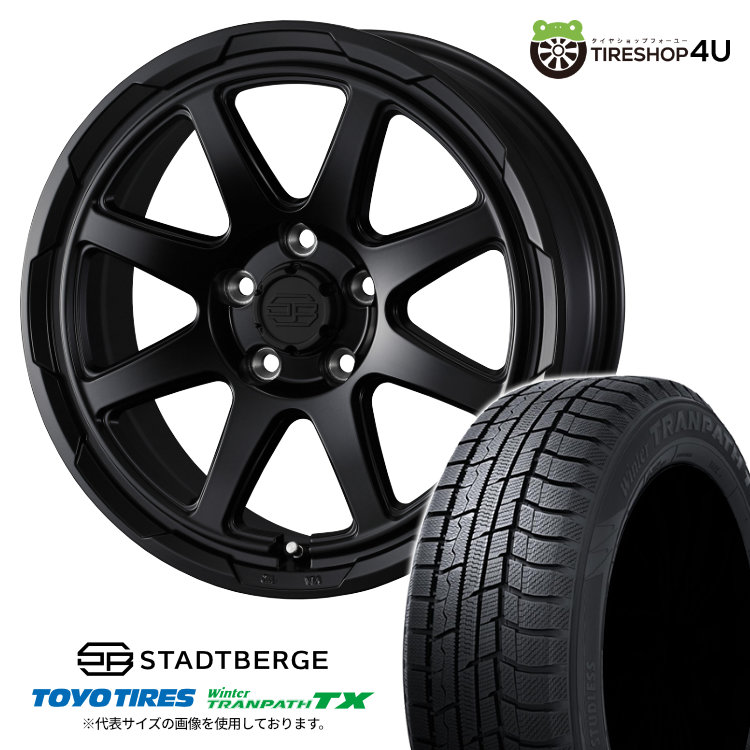 【最大P15倍】WEDS STADTBERGE 16&times;6.0J 5/139.7 -5 セミマットブラック TOYO Winter TRANPATH TX 215/70R16 100Q 2025年製 スタッドレスタイヤホイール 4本セット 16インチ 【ジムニーシエラ ノマド JB74W JB43W】｜TIRE SHOP 4U 店