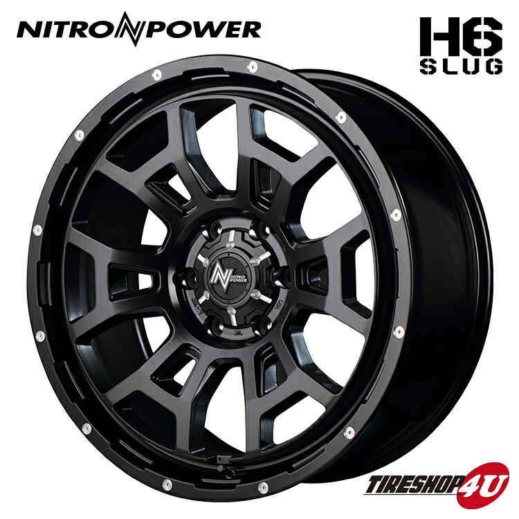 【最大P25倍】NITRO POWER H6 SLUG 17X6.5J 6/139.7 +38 セミグロスブラック TOYO H30 215/60R17 109/107R ホワイトレター 新品 タイヤホイールセット 4本価格 17インチ ハイエース 200系 バン用 ナイトロパワー H6 スラッグ トーヨー JWL-T
