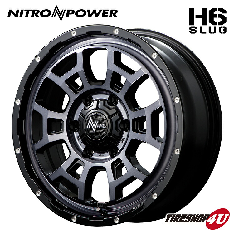 【最大P15倍】16インチ NITRO POWER H6 SLUG 16x6.0 4/100 +40 ブラッククリア/ピアスドリルドナイトロパワー スラッグ 新品アルミホイール1本価格MID Wheels マルカ 4本購入で送料無料｜TIRE SHOP 4U 店