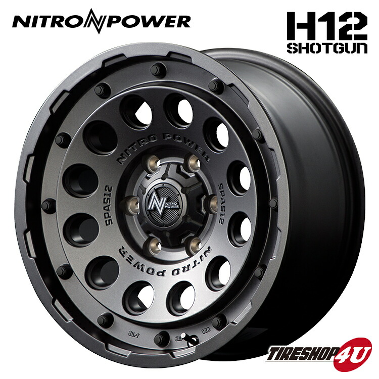 【最大P15倍】15インチ NITRO POWER H12 SHOTGUN15x6.0 5/139.7 -5 バレルブラックナイトロパワー ショットガン 新品アルミホイール1本価格MID Wheels マルカ 4本購入で送料無料｜TIRE SHOP 4U 店