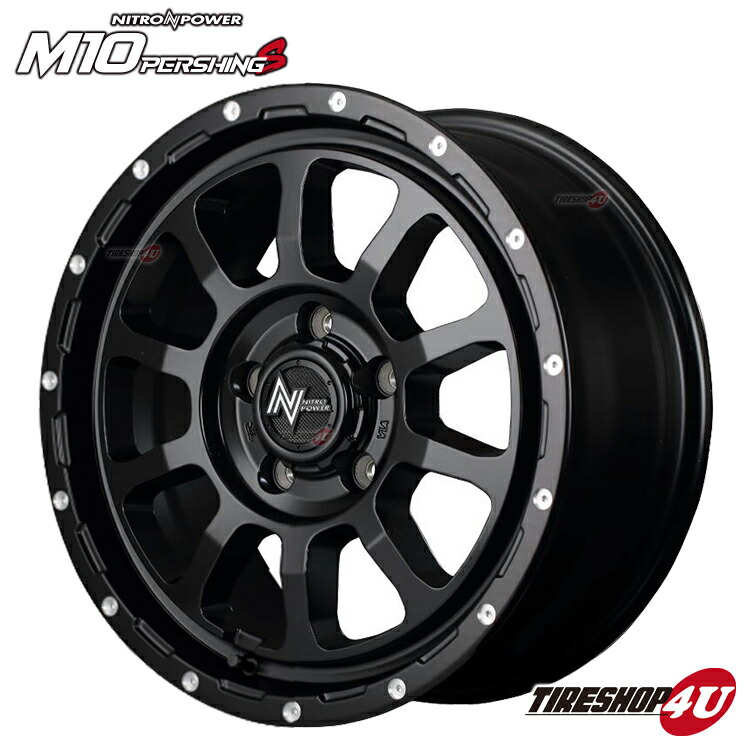 16インチ NITRO POWER M10 PERSHING 16ｘ7.0 5/114.3 +40 セミグロスブラック/マシニング ナイトロパワー パーシング 新品アルミホイール1本価格 MID Wheels マルカ 4本購入で送料無料