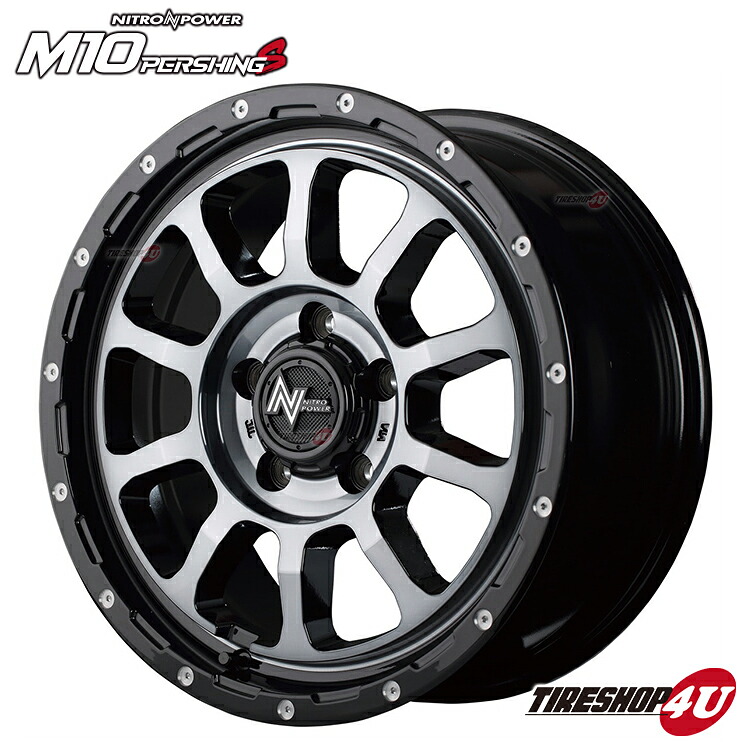 16インチ NITRO POWER M10 PERSHING 16ｘ7.0 5/114.3 +40 ブラック/DC+マシニング/ブラッククリア ナイトロパワー パーシング 新品アルミホイール1本価格 MID Wheels マルカ 4本購入で送料無料