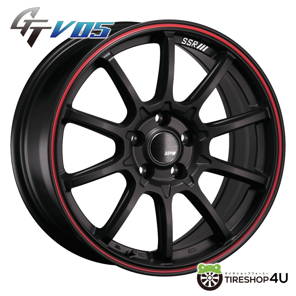 TANABE SSR GTV05 18x8.0J 5/114.3 +38 HUB73Φ フラットブラック/レッドライン ※ｽﾎﾟｰｸｽﾃｯｶｰは同梱 エスエスアール タナベ 新品アルミホイール1本価格 [4本購入で送料無料] 24,935円
