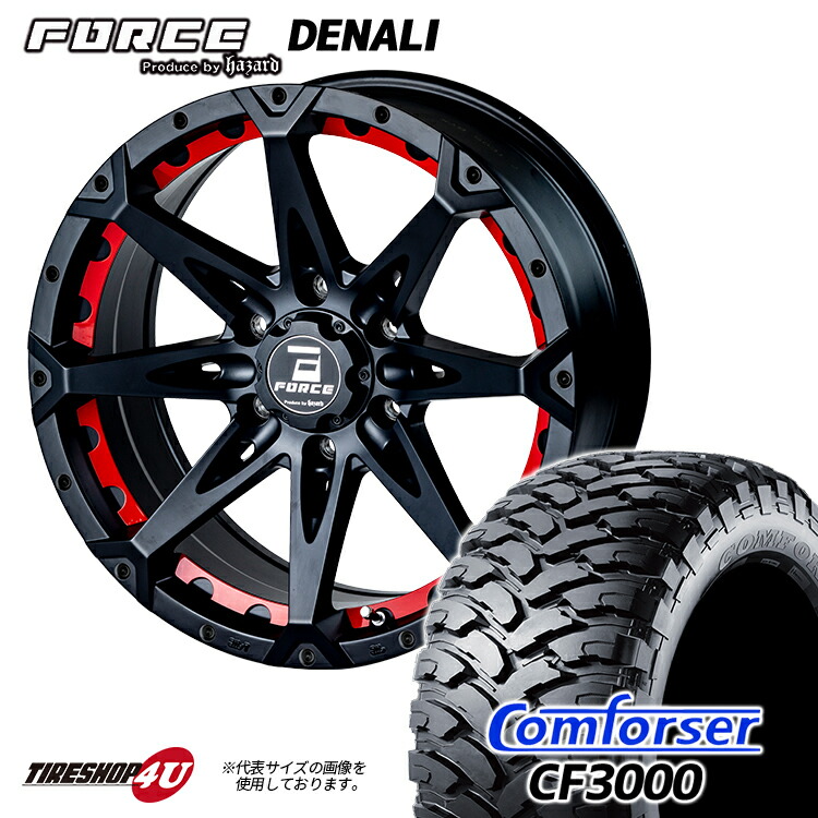 楽天市場】FORCE DENALI 17X8.0J 6/139.7 +20 マットブラック レッド