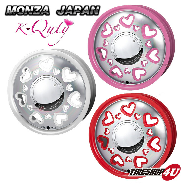 キャットホイールカラーピンク MONZA JAPAN K-QUTY ホイール1本 ムーヴキャンバス LA800系【15