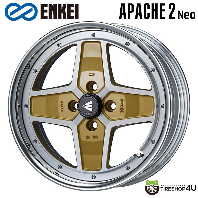 【最大P25倍】17インチ ENKEI NeoClassic APACHE2 Neo 17x8.5J 4/100 +8 Machining Gold《Hi-disk》 エンケイ ネオクラシック アパッチ2 ネオ マシニングゴールド 新品アルミホイール1本価格 [4本購入で送料無料]