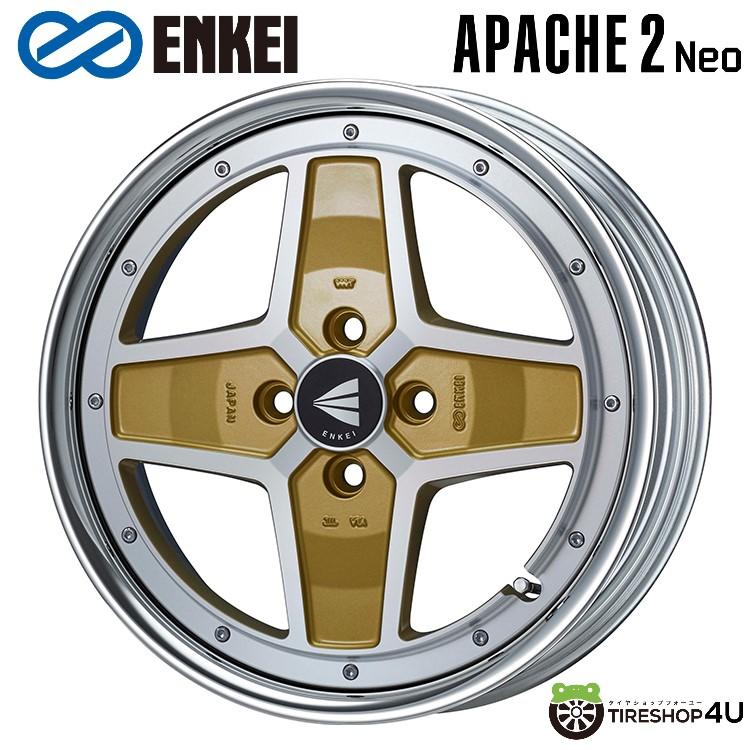 【最大P25倍】17インチ ENKEI NeoClassic APACHE2 Neo 17x8.5J 4/100 +45 Machining Gold《Lo-disk》 エンケイ ネオクラシック アパッチ2 ネオ マシニングゴールド 新品アルミホイール1本価格 [4本購入で送料無料]