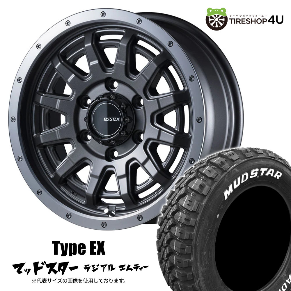 ESSEX Type EX ESSEX-EX-16 16X6.5J 6/139.7 +38 セミグロスガンメタリック SGM JWL-T MUDSTAR RADIAL M/T 215/70R16 100T ホワイトレター 新品 タイヤホイール 4本セット 16インチ エセックス 1PC マッドスター ラジアル MT オフロードタイヤ ハイエース 200系|TIRE SHOP 4U 店