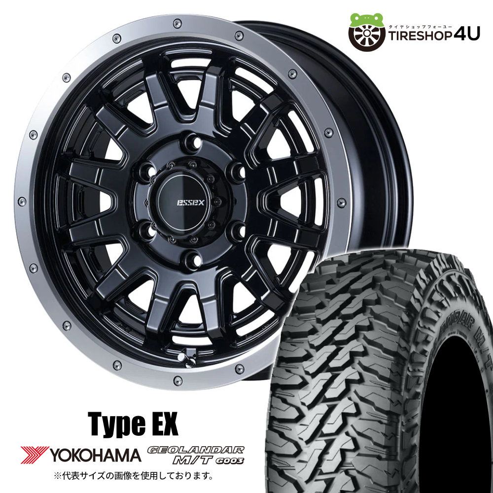 【取付対象】ESSEX Type EX ESSEX-EX 16×6.5J 6/139.7 +38 BK ブラック YOKOHAMA GEOLANDAR M/T G003 215/70R16 100/97Q LT サマータイヤホイール 4本セット 16インチ CRS エセックス ヨコハマ ジオランダー 【ハイエース レジアスエース 200系 HIACE】