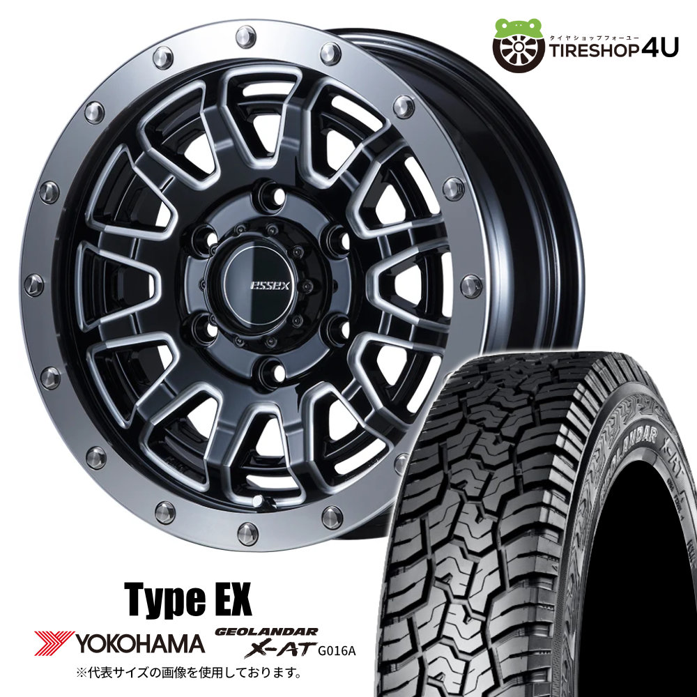 【取付対象】ESSEX Type EX ESSEX-EX 15×6.0J 6/139.7 +33 BKM ブラックマシニング YOKOHAMA GEOLANDAR X-AT G016A 195/80R15 107/105N LT WL サマータイヤホイール 4本セット 15インチ CRS エセックス ヨコハマ アウトラインホワイトレター 【 ハイエース 200系 】