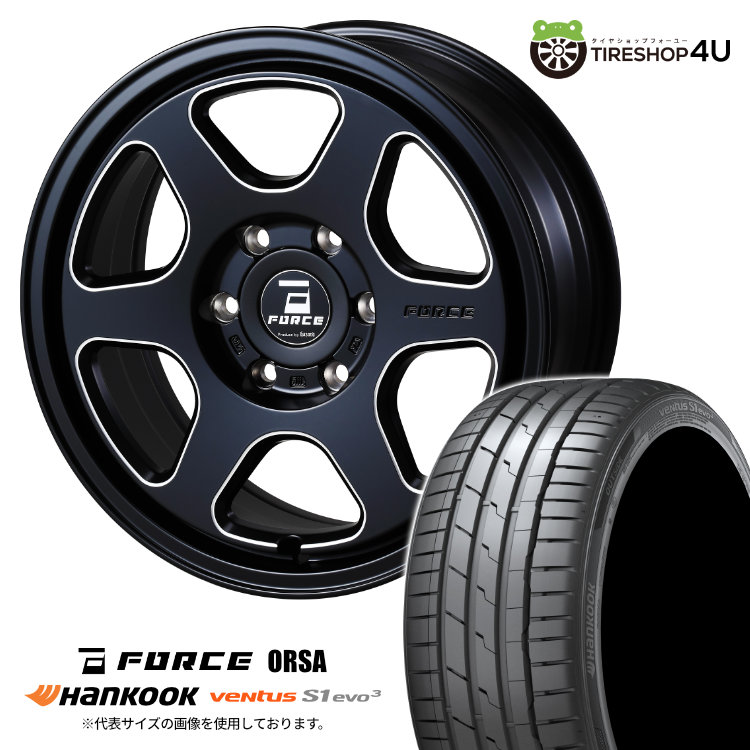 【取付対象】 FORCE ORSA 18×7.5J 6/139.7 35 MBKM マットブラックミルド HANKOOK VENTUS S1 evo3 K127 225/50R18 99Y XL サマータイヤホイール 4本セット 18インチ フォース オルサ 18x7.5j ハンコック 乗用車用タイヤ 【 ハイラックス 200系 レジアス 】