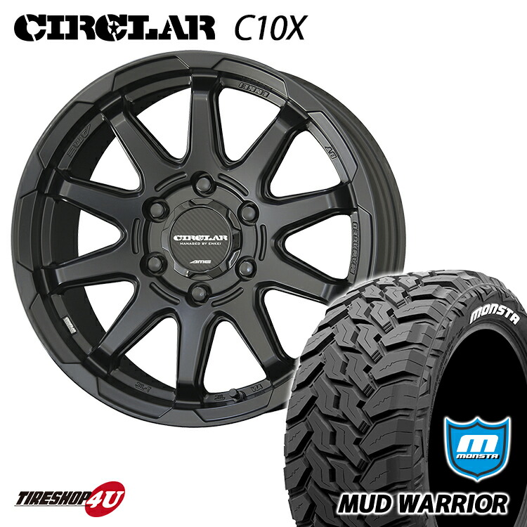 プラド FJクルーザー サーフ 17インチ 8J CIRCLAR C10X 17X8.0J 6/139.7 +20 マットブラック MONSTA MUD WARRIOR 265/70R17 LT ホワイトレター 新品 タイヤホイールセット 4本価格 モンスタ マッドウォーリアー M/T 共豊 サーキュラー MANAGED BY ENKEI