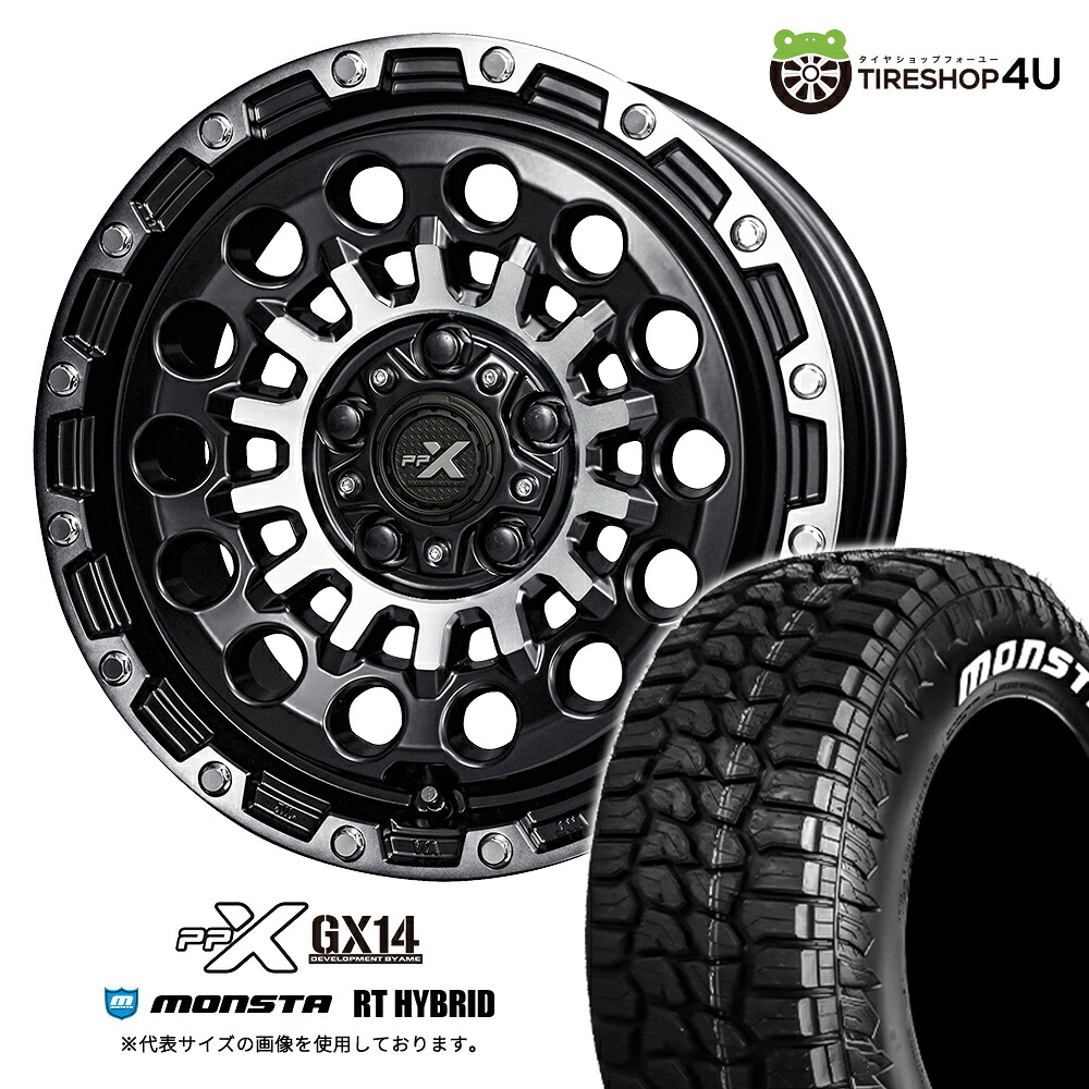 【取付対象】 KYOHO PPX GX14 16×5.5J 5/139.7 +22 マットブラックポリッシュ MONSTA RT HYBRID 185/85R16 105/103Q LT WL サマータイヤホイール 4本セット 16インチ モンスタ R/T ハイブリッド ホワイトレター 【 ジムニー JB64W 】 画像はイメージです
