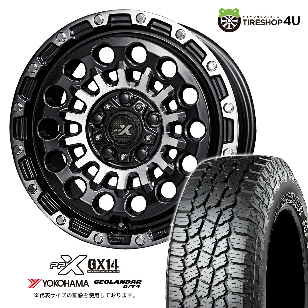 【取付対象】 KYOHO PPX GX14 16×7.0J 5/114.3 +35 マットブラックポリッシュ YOKOHAMA GEOLANDAR A/T4 G018 245/70R16 LT 118/115R BL サマータイヤホイール 4本セット 16インチ ヨコハマ ジオランダー AT4 ブラックレター 【 デリカD5 カスタム車など】