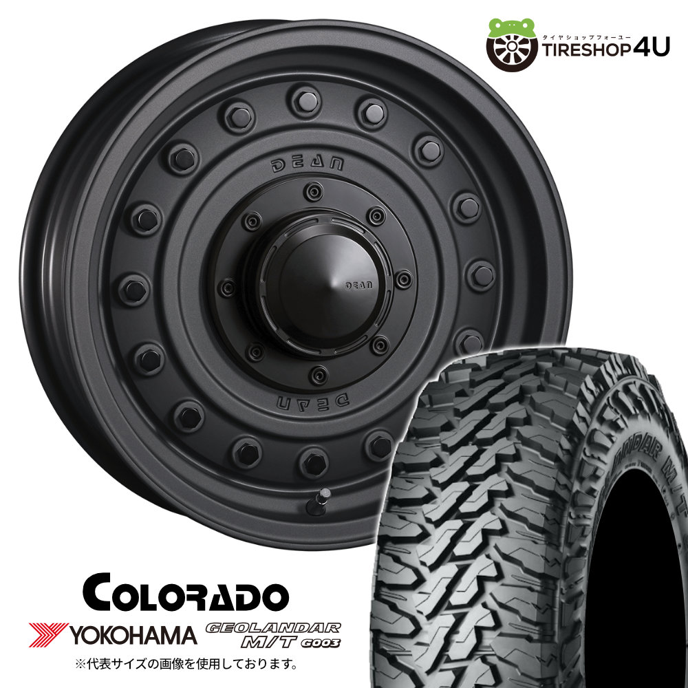 CRIMSON DEAN COLORADO 16X5.5J 5/139.7 +20 マットチャコールブラック YOKOHAMA GEOLANDAR M/T G003 185/85R16 LT 新品 タイヤホイール 4本セット 16インチ jimny ジムニー JB64 JB23 W クリムソン ディーン コロラド ヨコハマ ジオランダー MT
