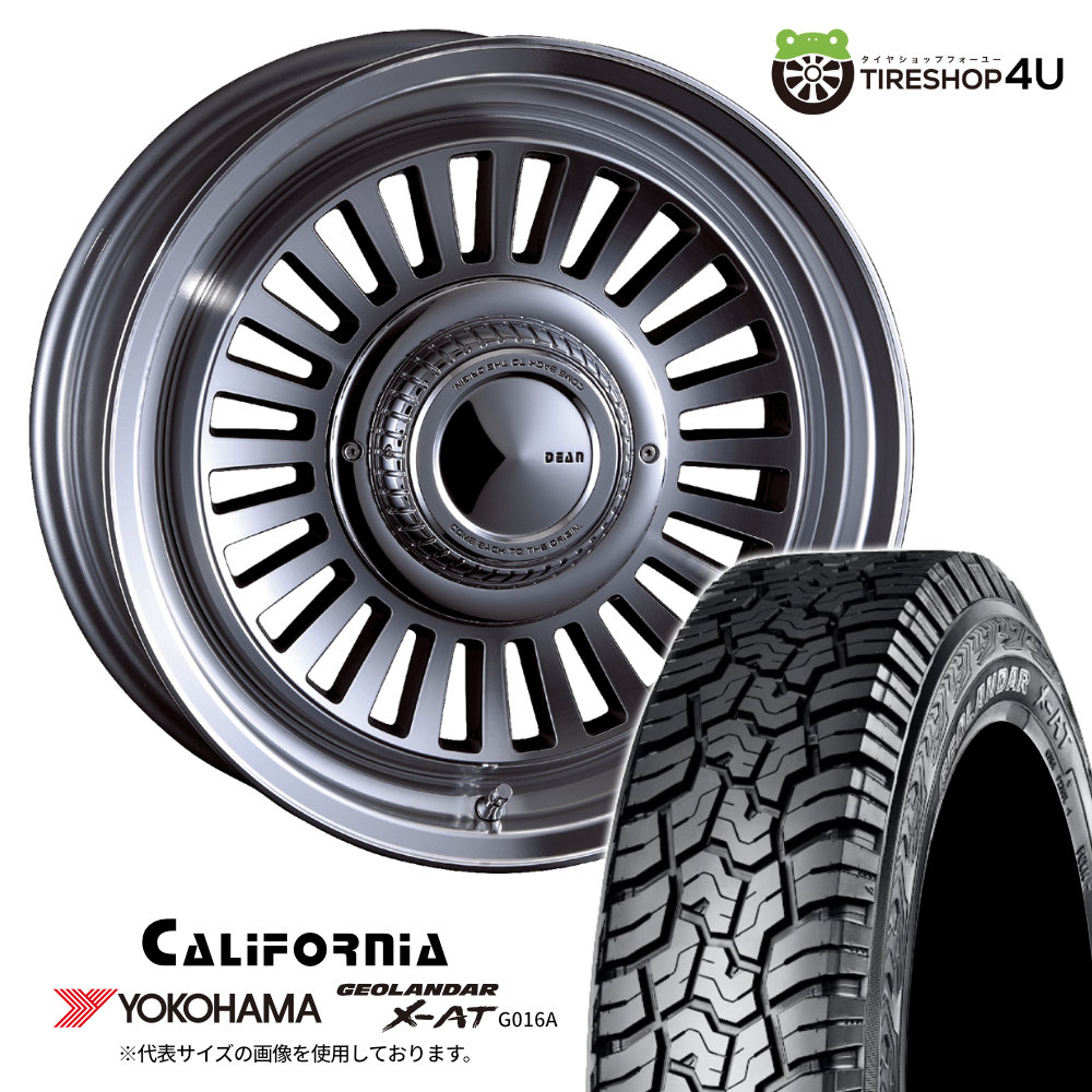 【取付対象】 CRIMSON DEAN CALIFORNIA 16×6.5J 6/139.7 38 バーニッシュグレー YOKOHAMA GEOLANDAR X-AT G016A 215/65R16 109/107Q OWL サマータイヤホイール 4本セット 16インチ クリムソン カリフォルニア ヨコハマ アウトラインホワイトレター 【ハイエース】|TIRE SHOP 4U 店