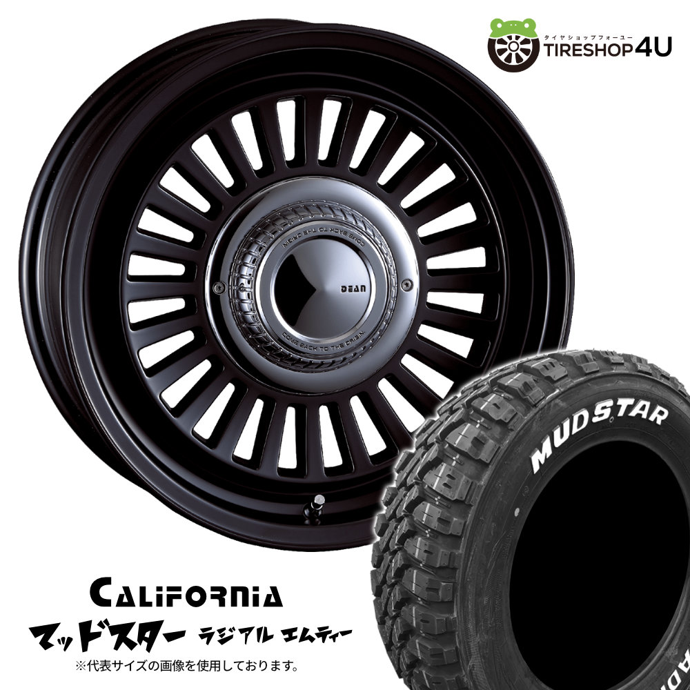 CRIMSON DEAN CALIFORNIA 16×6.5J 6/139.7 +38 マットブラック MUDSTAR RADIAL M/T 215/70R16 100T WL サマータイヤホイール 4本セット 16インチ クリムソン カリフォルニア マッドスター ホワイトレター 【 ハイエース 200系 】