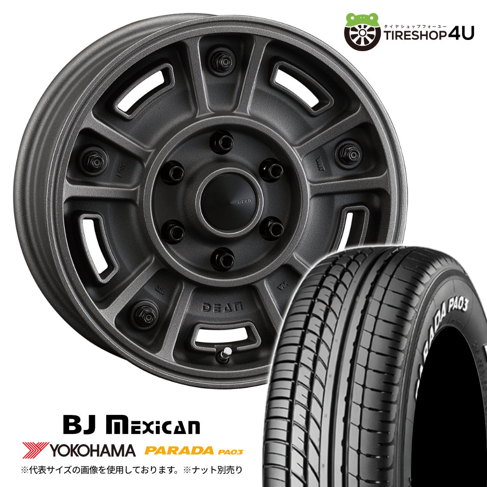 【取付対象】 CRIMSON DEAN BJ Mexican 16×6.5J 6/139.7 +38 ショットチャコールブラック YOKOHAMA PARADA PA03 215/65R16 C 109/107S WL サマータイヤホイール 4本セット 16インチ クリムソン BJメキシカン ヨコハマ パラダ ホワイトレター 【ハイエース】