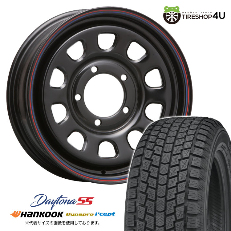 【取付対象】 MLJ DAYTONA SS 16&times;5.5J 5/139.7 +20 BK ブラック 赤青ライン 2025年製 HANKOOK Dynapro I cept RW08 175/80R16 91Q スタッドレスタイヤホイール 4本セット 16インチ デイトナ SS スチール 鉄チン ハンコック ダイナプロ 【 ジムニー JB64 】｜TIRE SHOP 4U 店