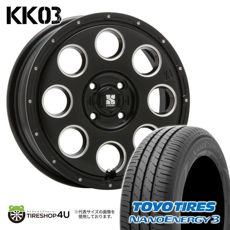 MLJ KK03 15×4.5J 4/100 +45 SBM サテンブラックミルド TOYO NANOENERGY 3 165/55R15 75V サマータイヤホイール 4本セット 15インチ XTREME-J エクストリームJ トーヨー ナノエナジー3 【 軽自動車 スペーシア NBOX など】