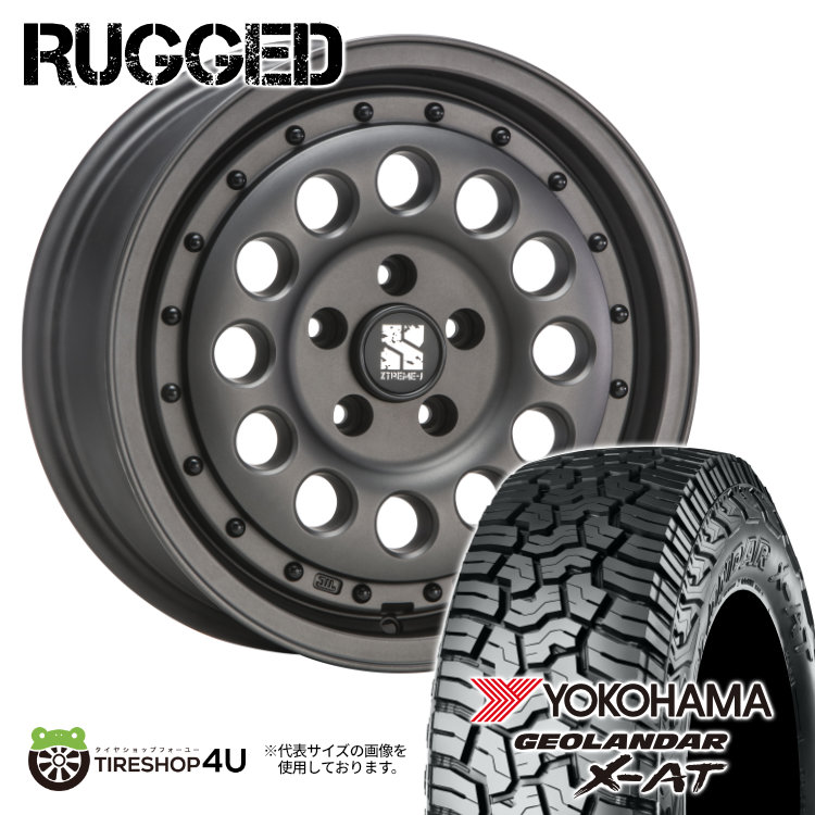 【取付対象】 MLJ RUGGED 16×6.5J 5/114.3 32 ガンブラック YOKOHAMA GEOLANDAR X-AT G016 235/70R16 104/101Q LT OWL サマータイヤホイール 4本セット 16インチ XTREME-J エクストリームJ ラギッド ヨコハマ ジオランダー アウトラインホワイトレター 【デリカD5】