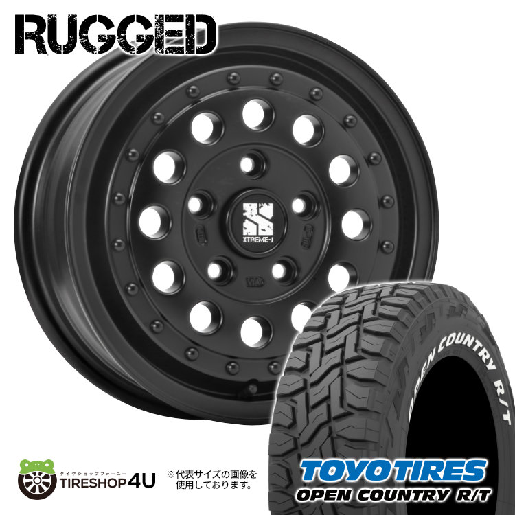 【楽天市場】XTREME-J RUGGED 14×5.0J 4/100 +35 5J サテンブラック TOYO OPEN COUNTRY R/T 165 /80R14 97/95N LT ホワイトレター MLJ XTREMEJ エクストリームJ ラギッド トーヨー オープンカントリー RT  タイヤホイール4本セット プロ ...