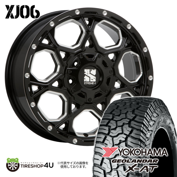 【取付対象】 MLJ XJ06 16×7.0J 5/100/114.3 42 GBM グロスブラックミルド YOKOHAMA GEOLANDAR X-AT G016 235/70R16 104/101Q LT OWL サマータイヤホイール 4本セット 16インチ XTREME-J エクストリームJ ヨコハマ ジオランダー アウトラインホワイトレター