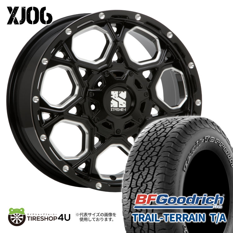 【取付対象】 MLJ XJ06 17×7.5J 5/114.3 +35 GBM グロスブラックミルド BFGoodrich TRAIL-TERRAIN T/A 225/65R17 102T WL サマータイヤホイール 4本セット 17インチ XTREME-J エクストリームJ BFグッドリッチ アウトラインホワイトレター 【 ハリアー RAV4 など】