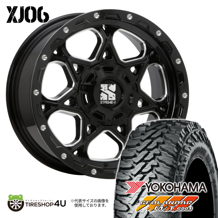 MLJ XJ06 17×8.0J 6/139.7 +20 GBM グロスブラックミルド YOKOHAMA GEOLANDAR M/T G003 285/70R17 121/118Q LT サマータイヤホイール 4本セット 17インチ XTREME-J エクストリームJ ヨコハマ ジオランダー 【 FJクルーザー など】
