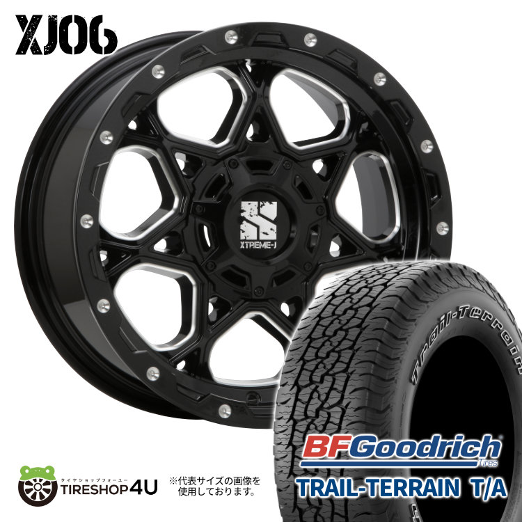 【取付対象】 MLJ XJ06 17×8.0J 6/139.7 +20 GBM グロスブラックミルド BFGoodrich TRAIL-TERRAIN T/A 265/65R17 112T WL サマータイヤホイール 4本セット 17インチ XTREME-J エクストリームJ BFグッドリッチ アウトラインホワイトレター 【 プラド ハイラックス 】