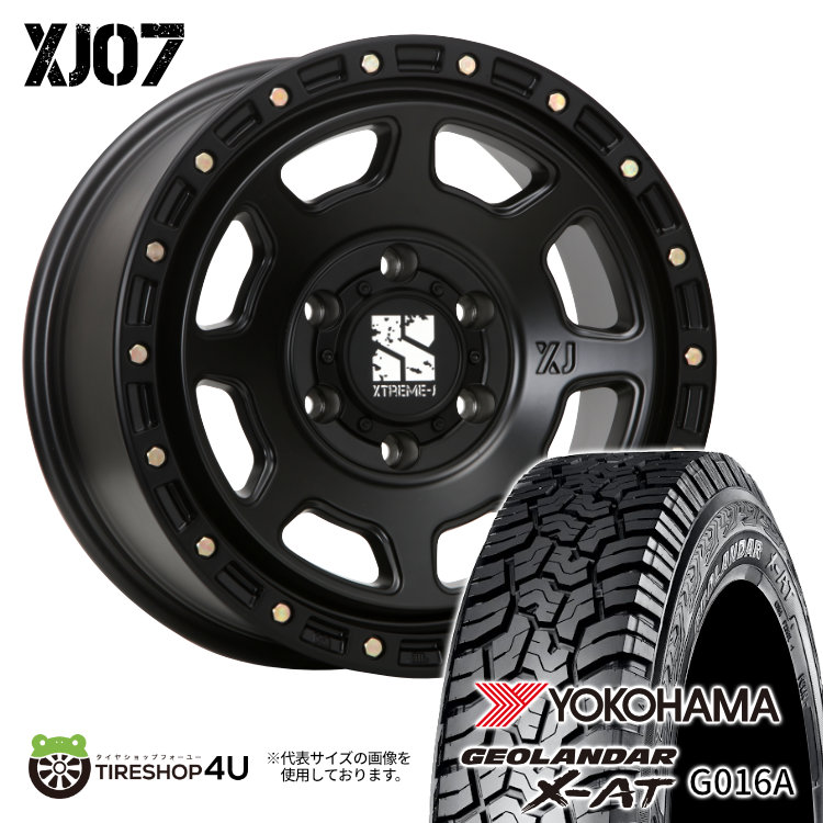 【取付対象】 MLJ XJ07 16×6.5J 6/139.7 +38 SB サテンブラック YOKOHAMA GEOLANDAR X-AT G016A 215/65R16 109/107Q WL サマータイヤホイール 4本セット 16インチ XTREME-J エクストリームJ ヨコハマ ジオランダー アウトラインホワイトレター ハイエース|TIRE SHOP 4U 店