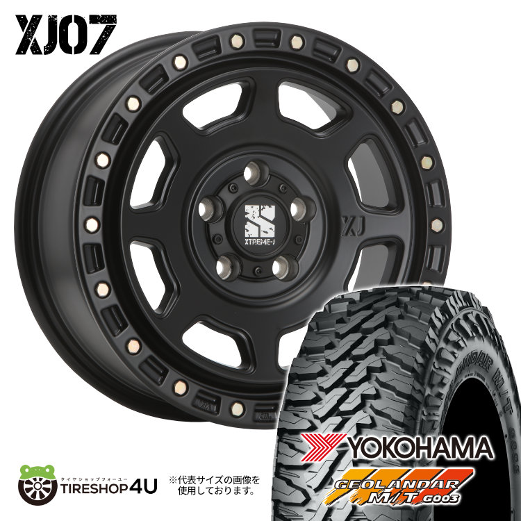 MLJ XJ07 16×7.0J 5/114.3 +35 SB サテンブラック YOKOHAMA GEOLANDAR M/T G003 215/70R16 100/97Q LT サマータイヤホイール 4本セット 16インチ XTREME-J エクストリームJ ヨコハマ ジオランダー 【 デリカD5 など】 98,835円
