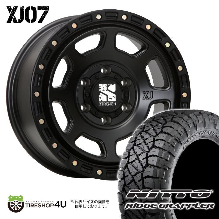 MLJ XJ07 17×8.0J 6/139.7 +20 SB サテンブラック NITTO RIDGE GRAPPLER 265/65R17 116T サマータイヤホイール 4本セット 17インチ XTREME-J エクストリームJ ニットー リッジグラップラー 【 ハイラックス トライトン など】
