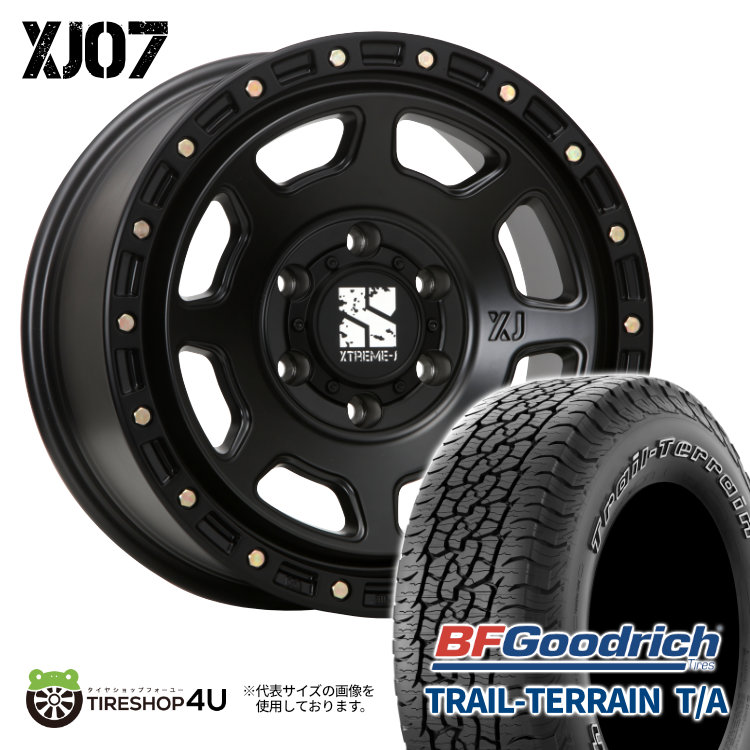 【取付対象】 MLJ XJ07 17×8.0J 6/139.7 +20 SB サテンブラック BFGoodrich TRAIL-TERRAIN T/A 265/65R17 112T WL サマータイヤホイール 4本セット 17インチ XTREME-J エクストリームJ BFグッドリッチ アウトラインホワイトレター 【 ハイラックス トライトン 】