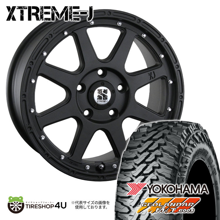 MLJ XTREME-J 17×7.5J 5/127 40 FB フラットブラック YOKOHAMA GEOLANDAR M/T G003 285/70R17 121/118Q LT サマータイヤホイール 4本セット 17インチ XTREMEJ エクストリームJ ヨコハマ ジオランダー 【 ラングラー JL JK 】