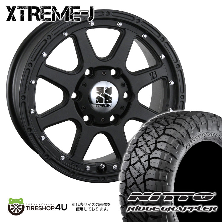 【最大P25倍】MLJ XTREME-J 17×7.5J 6/139.7 +25 FB フラットブラック NITTO RIDGE GRAPPLER 265/70R17 121/118Q LT サマータイヤホイール 4本セット 17インチ XTREMEJ エクストリームJ ニットー リッジグラップラー 【 プラド トライトン など】