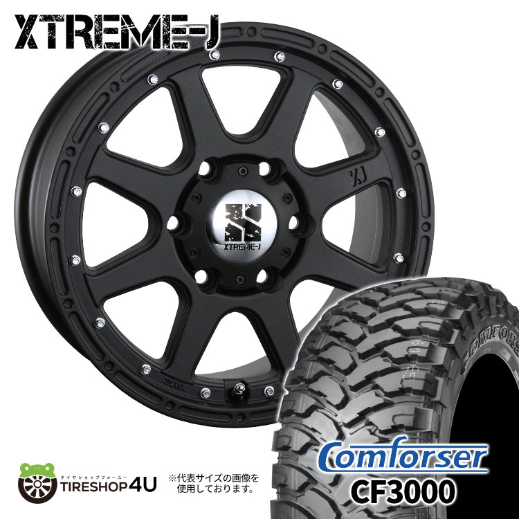 【取付対象】 MLJ XTREME-J 18×8.0J 6/139.7 +25 FB フラットブラック Comforser CF3000 F2 285/60R18 122/119Q 10PR LT サマータイヤホイール 4本セット 18インチ XTREMEJ エクストリームJ コンフォーサー M/T おすすめ輸入タイヤ 【 FJクルーザー など】