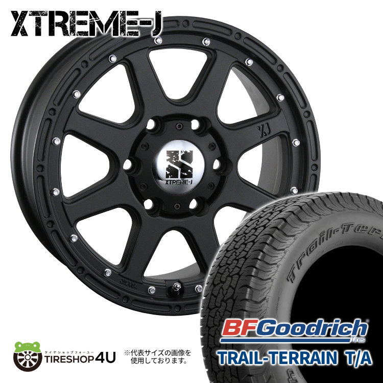 MLJ XTREME-J 18×8.0J 6/139.7 +25 FB フラットブラック BFGoodrich TRAIL-TERRAIN T/A BL 285/60R18 116H サマータイヤホイール 4本セット 18インチ XTREMEJ エクストリームJ BFグッドリッチ ブラックレター 【 FJクルーザー など】