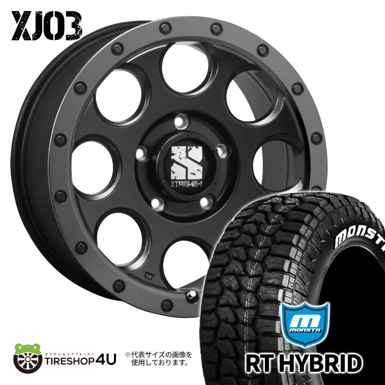 XTREME-J XJ03 18X8.0J 5/127 8J +45 フラットブラック MONSTA RT HYBRID 275/65R18 119/116Q LT ホワイトレター 新品 タイヤホイールセット 4本価格 18インチ JEEP ジープ ラングラー JK JL MLJ エクストリームJ モンスタ ハイブリッド R/T オフロードタイヤ