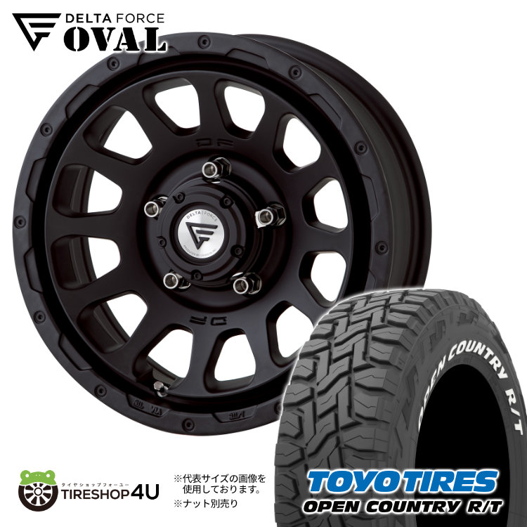 【楽天市場】【取付対象】DELTA FORCE OVAL 16x5.5J 5/139.7 +20 マットブラック TOYO OPEN COUNTRY  R/T 185/85R16 105/103N ホワイトレターデルタフォース オーバル トーヨー オープンカントリー RT  185/85-16タイヤホイールセット4本 16 ...