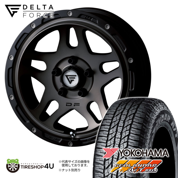 【取付対象】 DELTA FORCE OVERLANDER 16×7J 5/114.3 +35 MSP マットスモークポリッシュ YOKOHAMA GEOLANDAR A/T G015 215/70R16 100H サマータイヤホイール 4本セット 16インチ 7.0J デルタフォース オーバーランダー ヨコハマ ジオランダー 【デリカD5 D:5 】