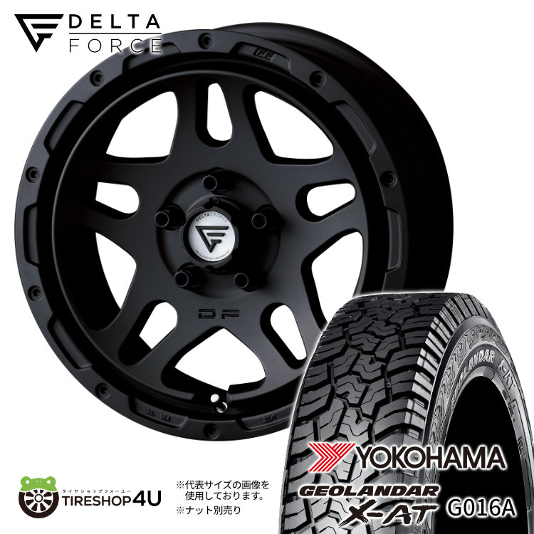 【取付対象】 DELTA FORCE OVERLANDER 16×7J 5/114.3 +35 MB マットブラック YOKOHAMA GEOLANDAR X-AT G016A 215/65R16 109/107Q WL サマータイヤホイール 4本セット 16インチ 16x7.0J デルタフォース オーバーランダー アウトラインホワイトレター デリカD5 など